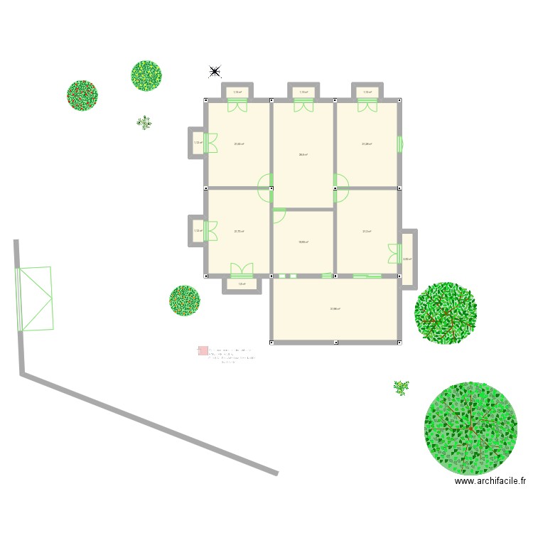 etage. Plan de 37 pièces et 519 m2