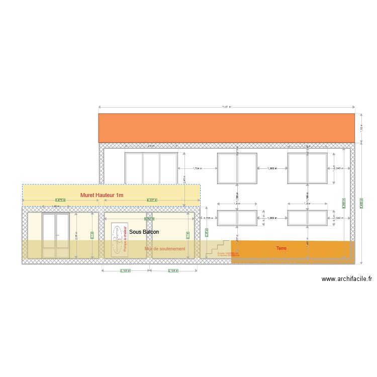 Façade arrière David. Plan de 0 pièce et 0 m2