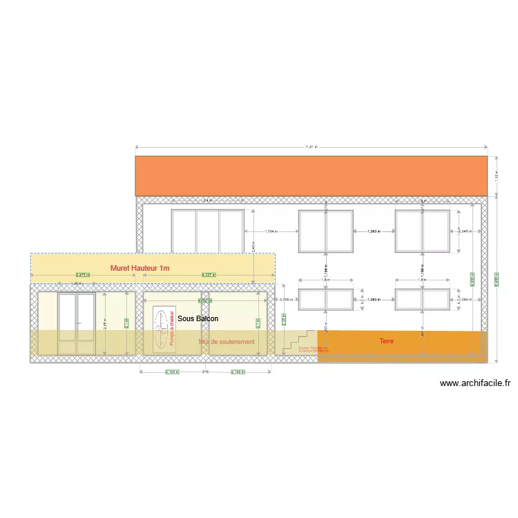 Fa&ccedil;ade arri&egrave;re David. Plan de 