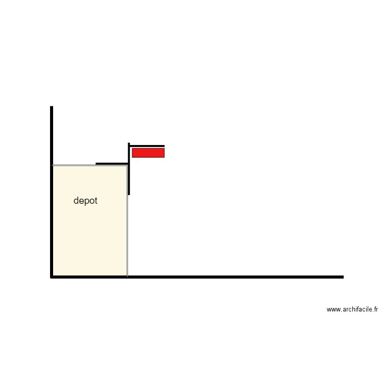 pose Gainable sur local dépôt. Plan de 1 pièce et 5 m2