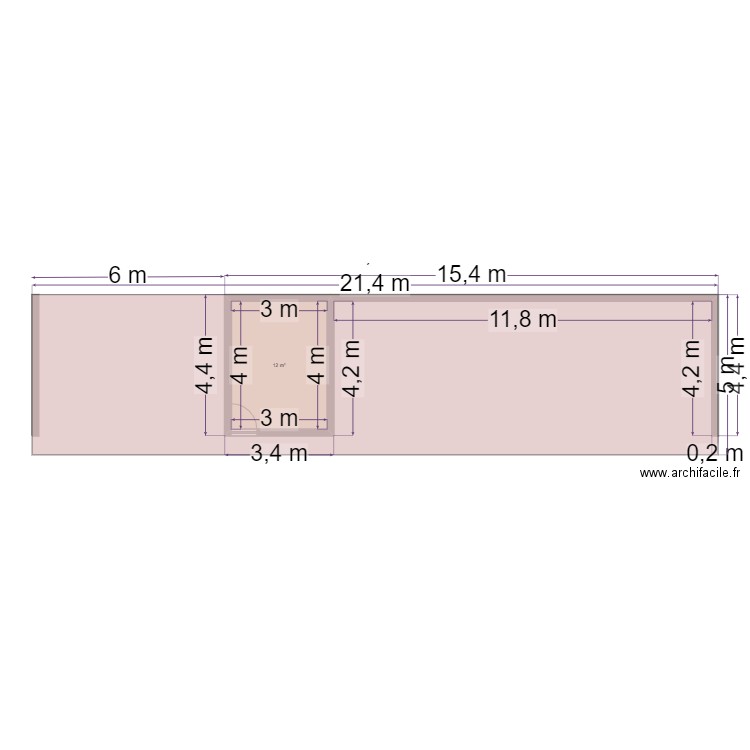 DALLE ET ABRI. Plan de 1 pièce et 12 m2