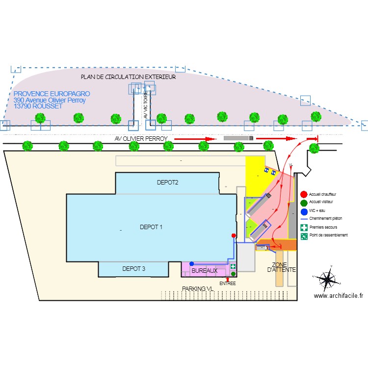 PEA enrobé. Plan de 34 pièces et 4278 m2