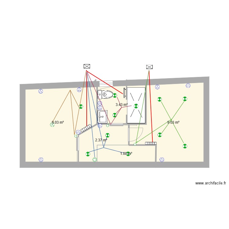 ETAGE REEL 3 ELEC CABLE. Plan de 0 pièce et 0 m2