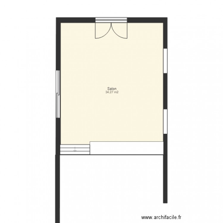 montfermeil rdc salon. Plan de 1 pièce et 34 m2