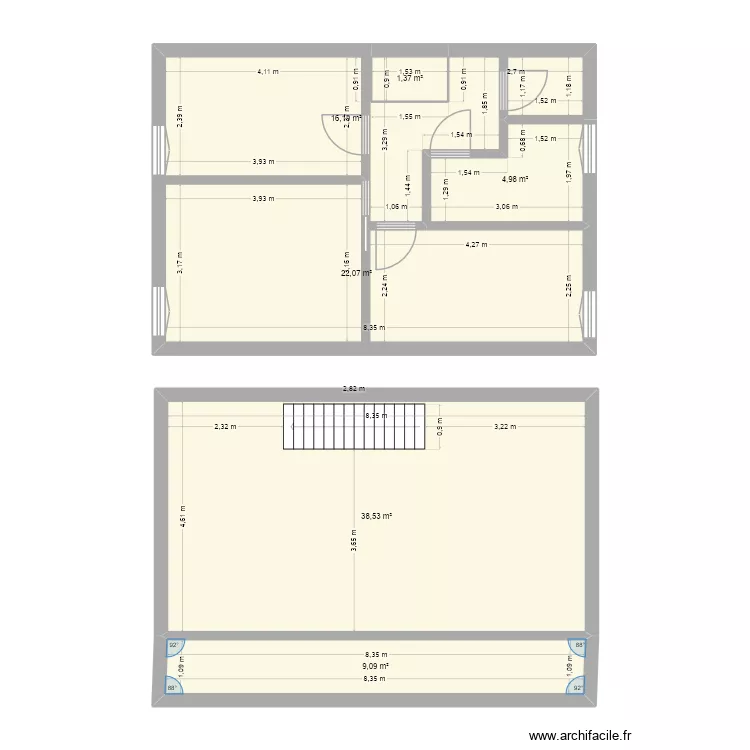 montmejean. Plan de 6  et 92 m²
