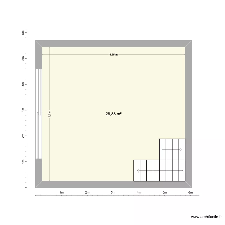 Salon bas. Plan de 1 Pièce et 29 m²