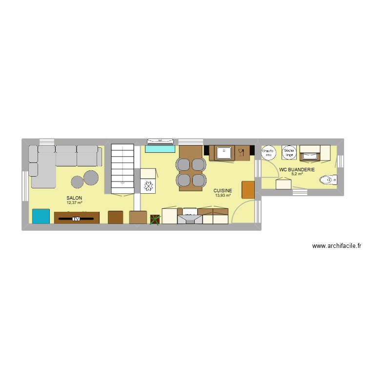 MAILLANE RDC V2. Plan de 3 pièces et 32 m2