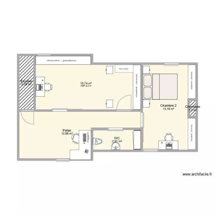 Etage maison plan 2. Plan de 6 et 47 m² Etage maison plan 2. Plan de 6 et 47 m²