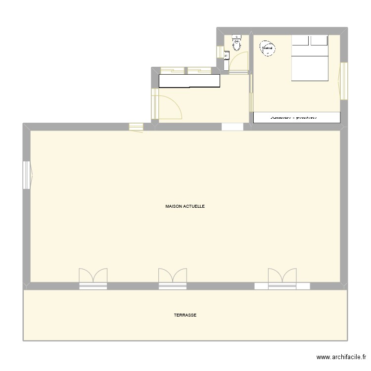 Agrandissement  - Version réduite - Fermée - objets. Plan de 5 pièces et 141 m2
