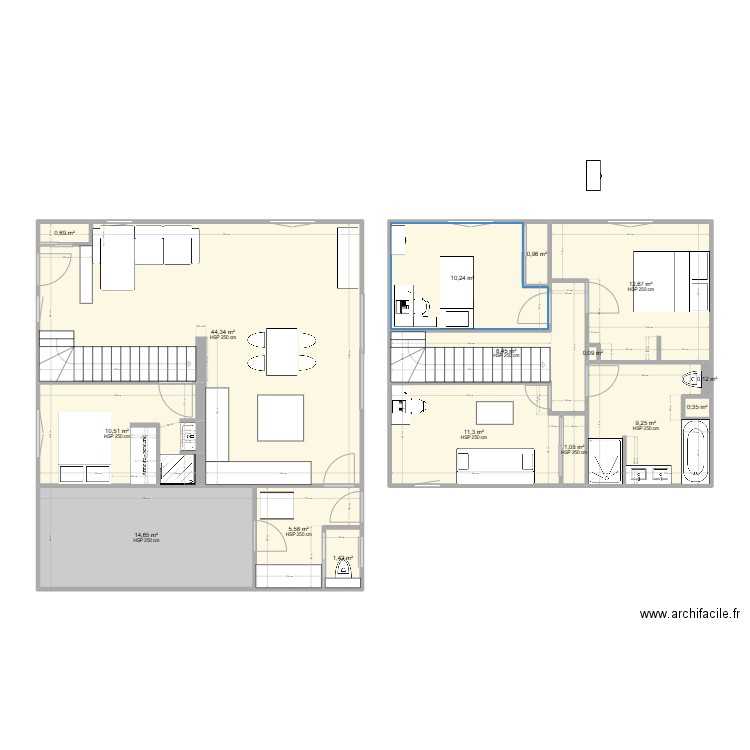 test 4. Plan de 15 pièces et 132 m2