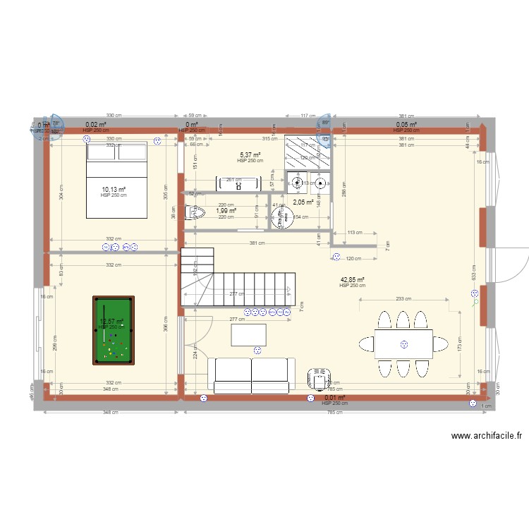 nouvelle mesure rez de chaussé. Plan de 17 pièces et 130 m2