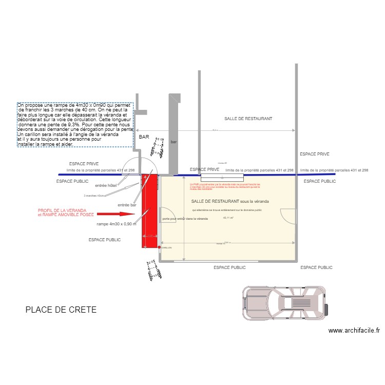 VERANDA MARRONNIERS Crête. Plan de 1 pièce et 40 m2