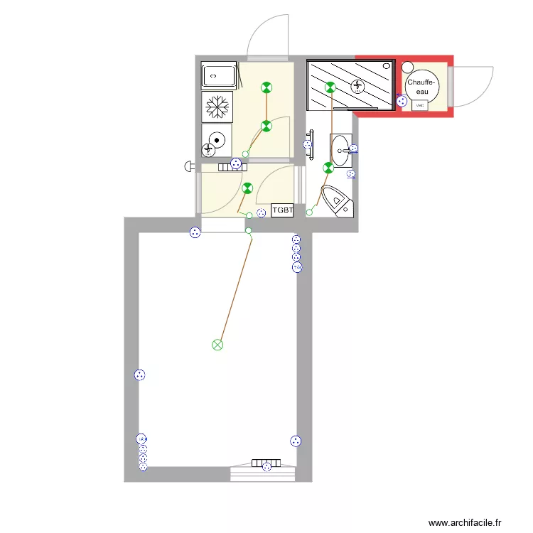 Distribution électrique studio. Plan de Distribution électrique studio. Plan de
