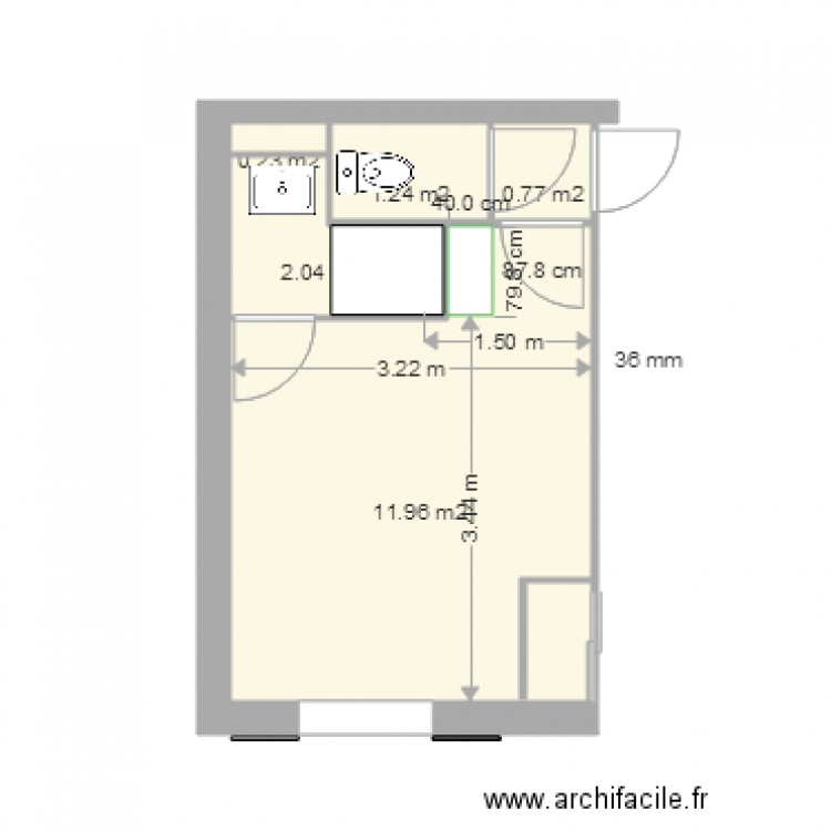 Douche RDC2 80x 100. Plan de 0 pièce et 0 m2