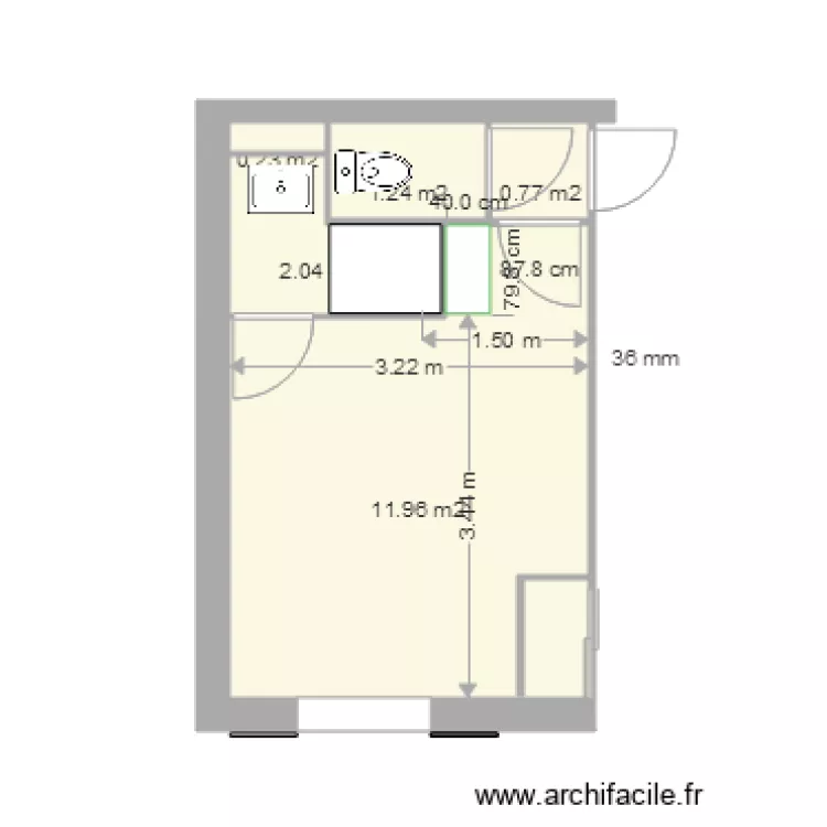 Douche RDC2 80x 100. Plan de 