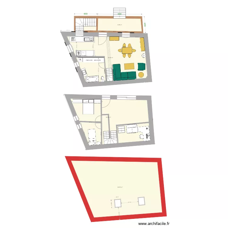 r&eacute;novation maison moir&eacute; dim real. Plan de 