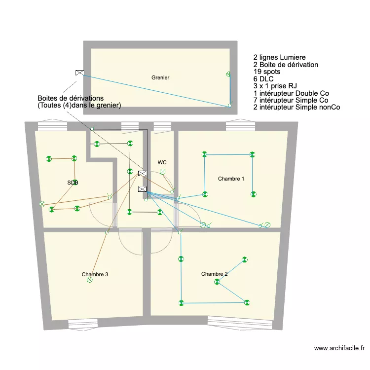 Electrecite Lumiere Etage. Plan de 