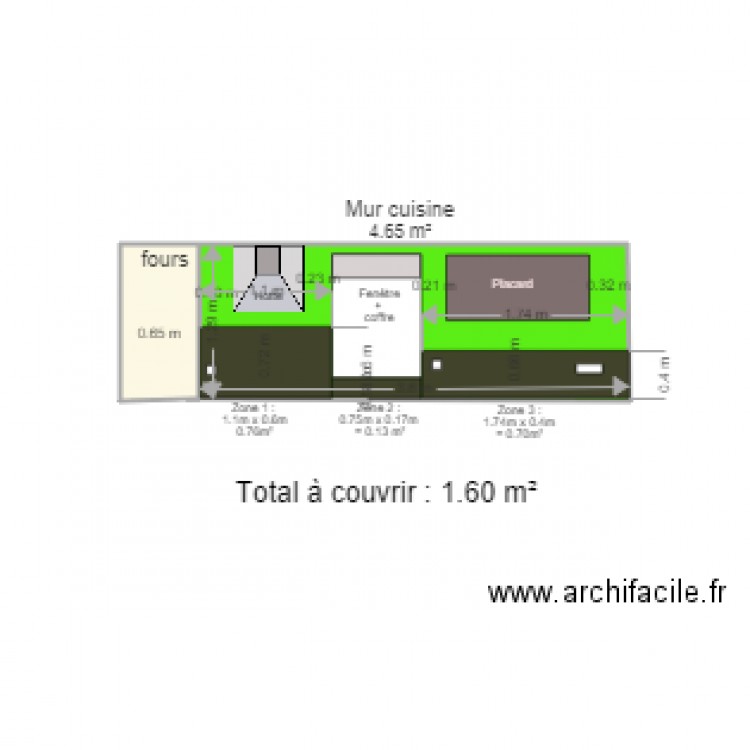 mur cuisine2. Plan de 0 pièce et 0 m2