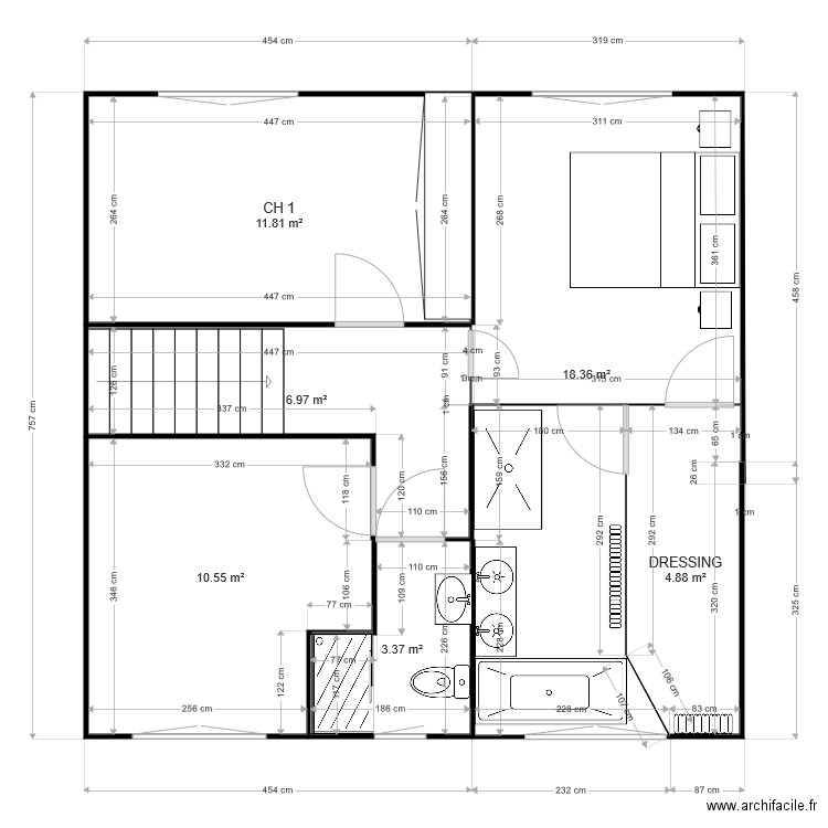 THENARD ETAGE EXISTANT PROJET 2. Plan de 0 pièce et 0 m2