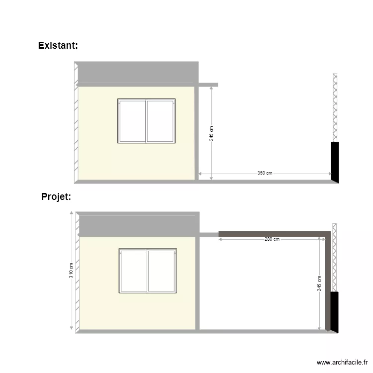 Facade Ouest. Plan de 