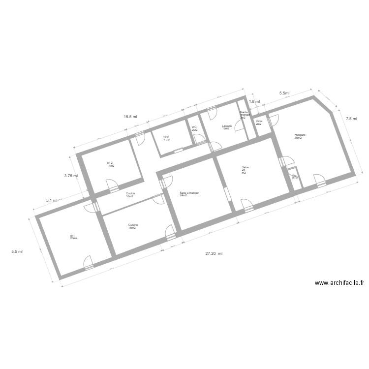 seilh pieces surfaces rdc. Plan de 11 pièces et 185 m2
