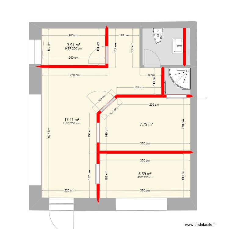 Rolle surface commerciale travaux. Plan de 6 pièces et 40 m2