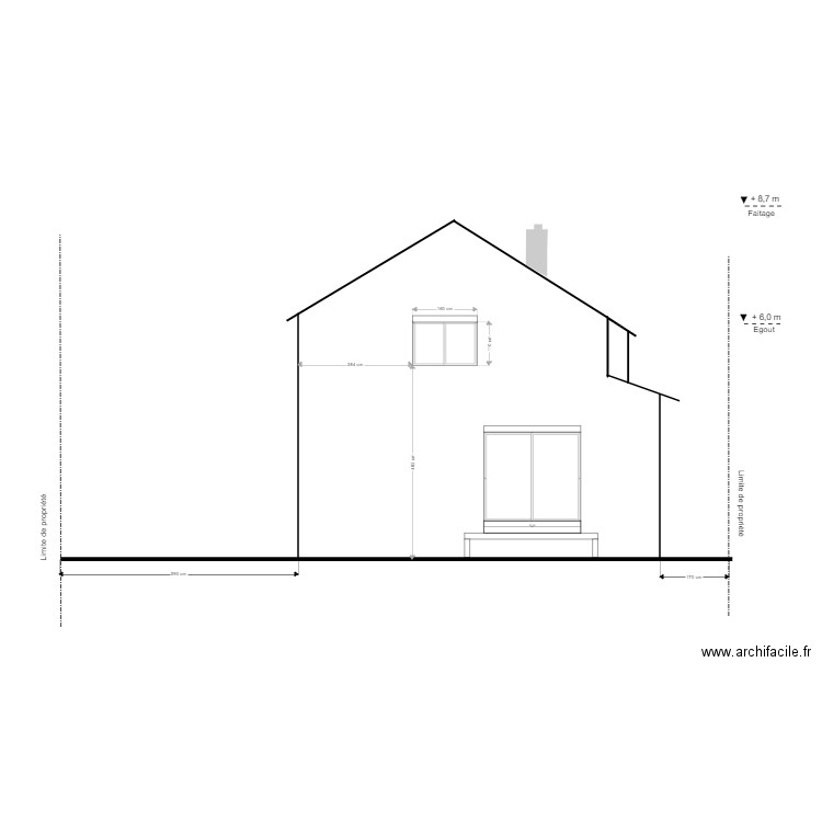 Façade Sud Ouest projeté. Plan de 0 pièce et 0 m2