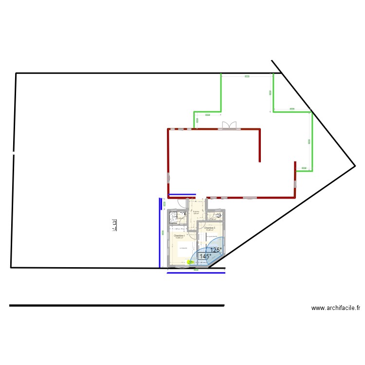 Favone 2 Ch Rectangle Variante 2. Plan de 5 pièces et 30 m2