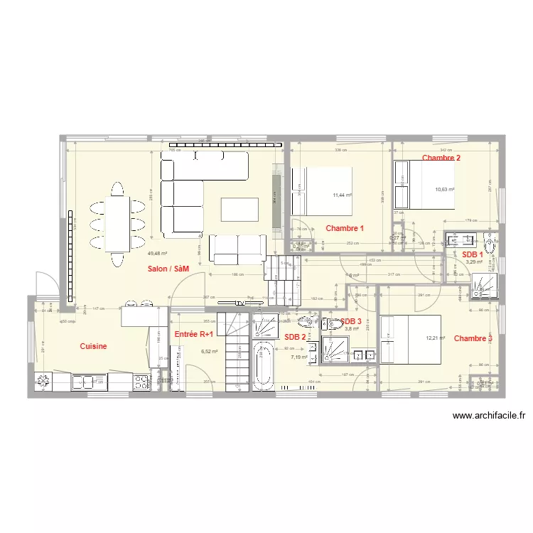 OPI Salon et Chambres version cible v4. Plan de 