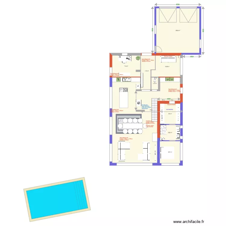 Ayes 5 extension toit. Plan de 
