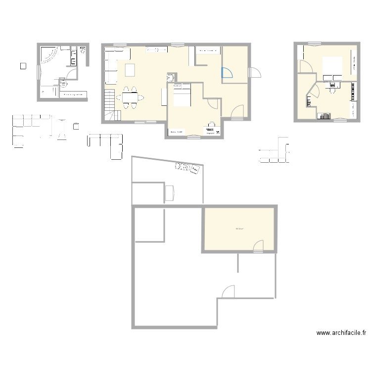 SALLE DE BAIN LONG WC. Plan de 0 pièce et 0 m2