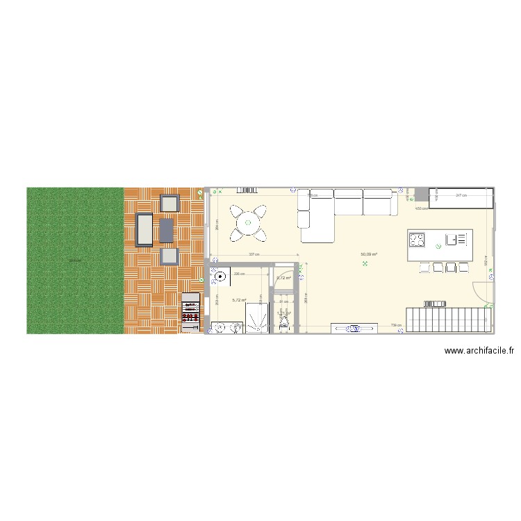 Maison_FAO. Plan de 4 pièces et 58 m2