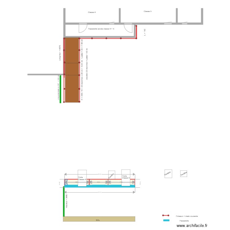 SC passerelle classe 4 et 5 Etage. Plan de 0 pièce et 0 m2