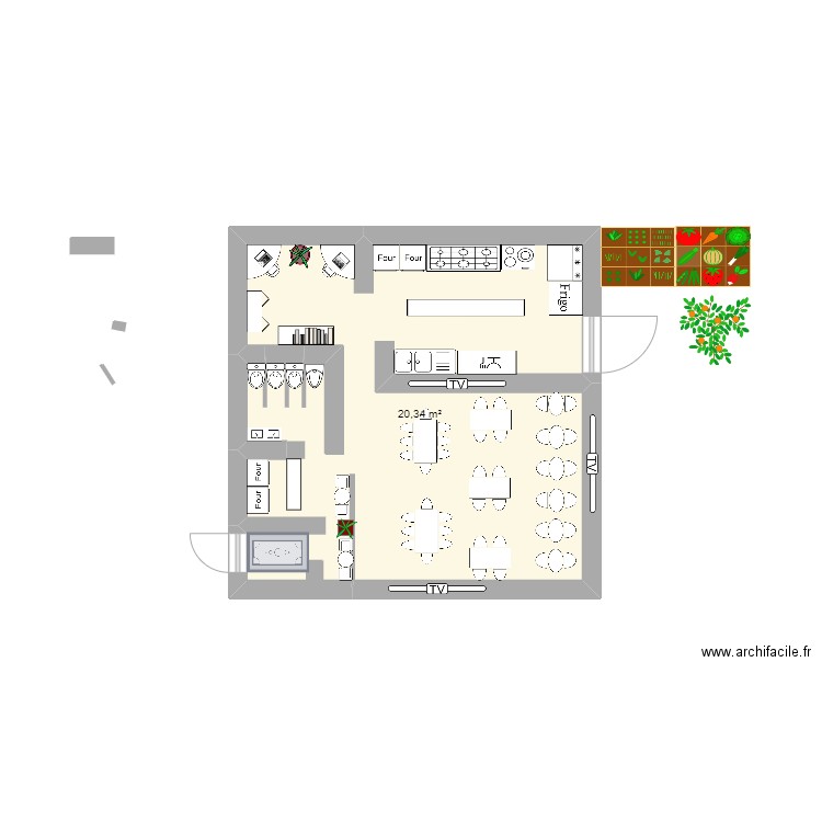 restu1. Plan de 1 pièce et 20 m2