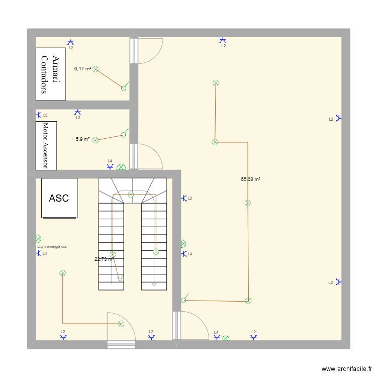 SERVEIS COMUNITARIS. Plan de 4 pièces et 90 m2
