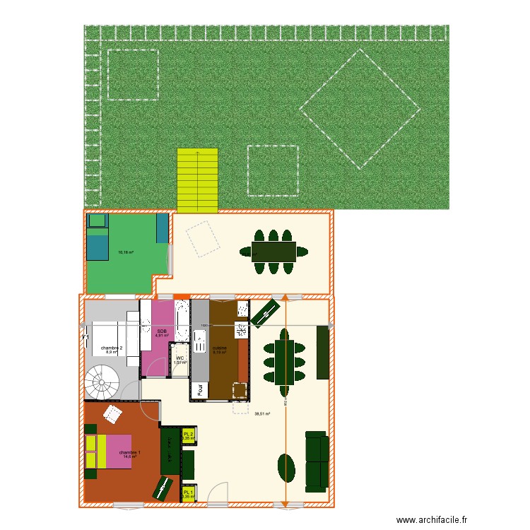 mmm. Plan de 20 pièces et 199 m2