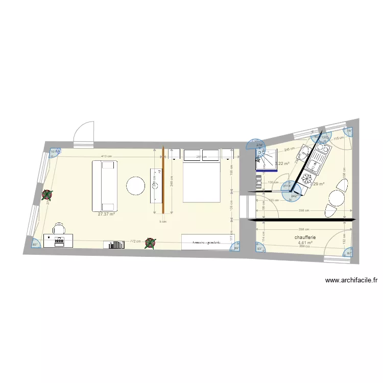 maison du 12 plan meubl&eacute;. Plan de 