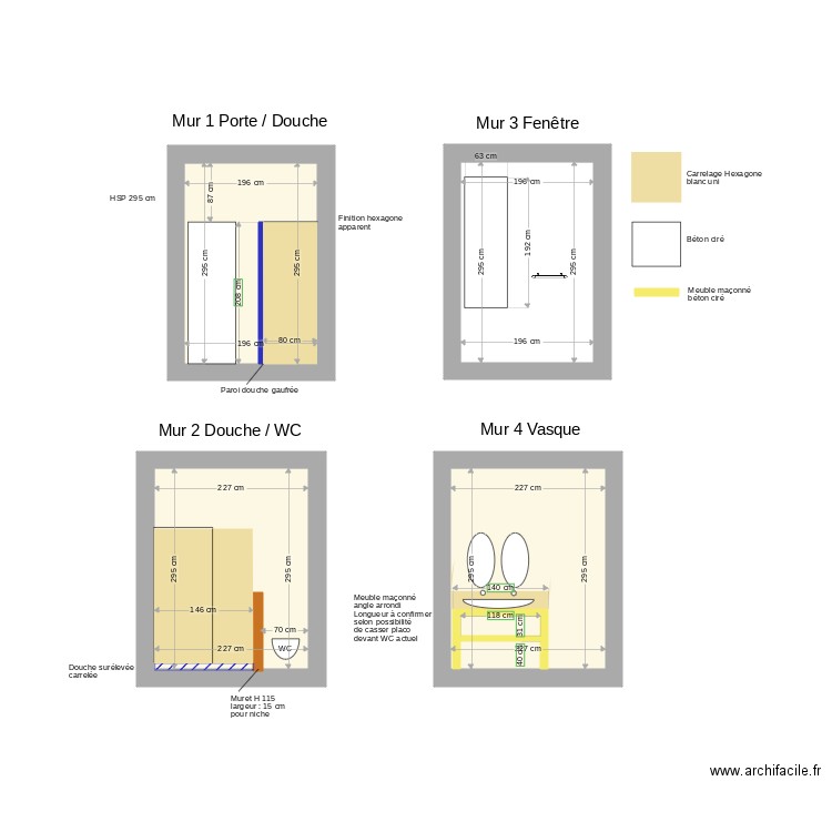 SDB des filles Vue de face V2. Plan de 0 pièce et 0 m2