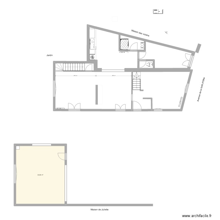 PLAN OCT mesures ok + modifications. Plan de 1 pièce et 34 m2