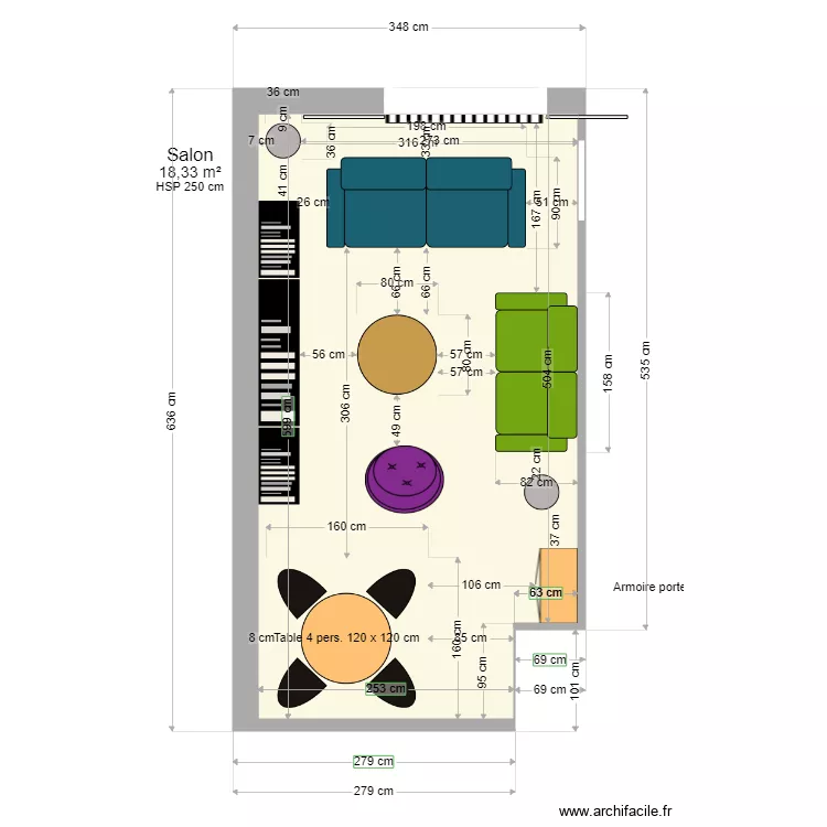 Salon CHAROLLES. Plan de 
