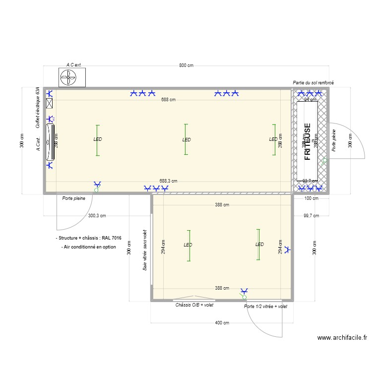 Friterie J.P. Plan de 3 pièces et 34 m2