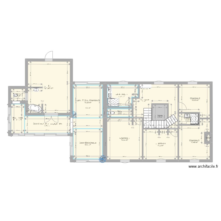 SMJ Etage. Plan de 19 pièces et 158 m2