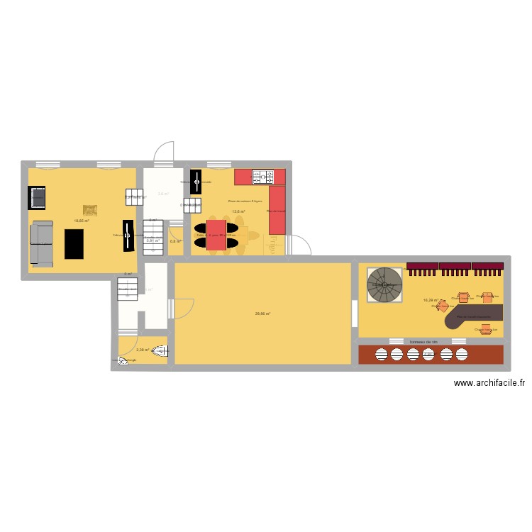 pascal rdc2. Plan de 24 pièces et 191 m2