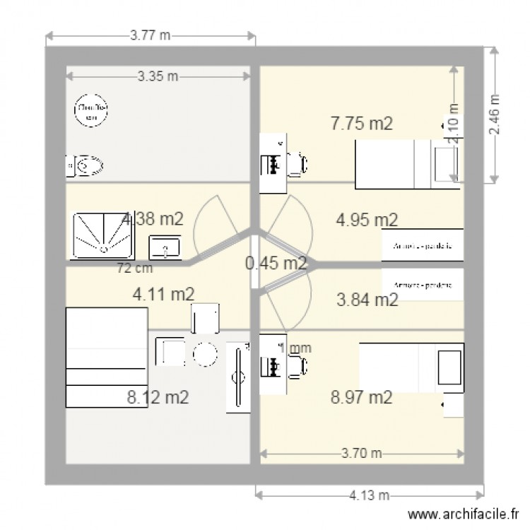 Maison Chabi Escalier dans WC. Plan de 0 pièce et 0 m2