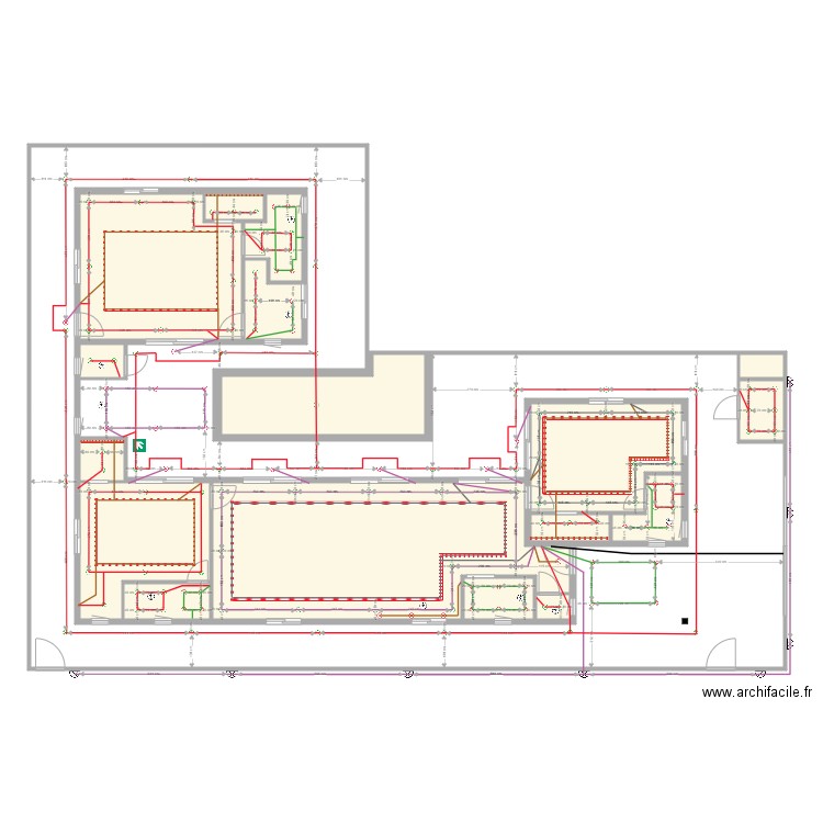 Permsub lighting rev6. Plan de 18 pièces et 494 m2