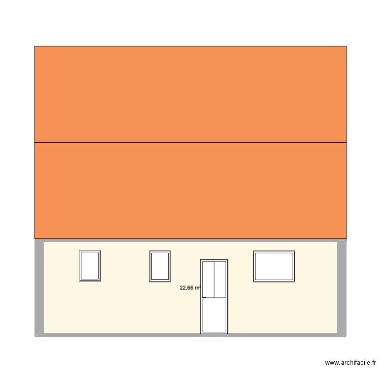 Façade 2 Velux Existant. Plan de 1 pièce et 23 m2