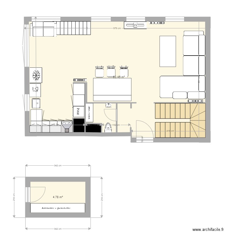 Pantin variante salon agrandi avril 2018 bis. Plan de 0 pièce et 0 m2