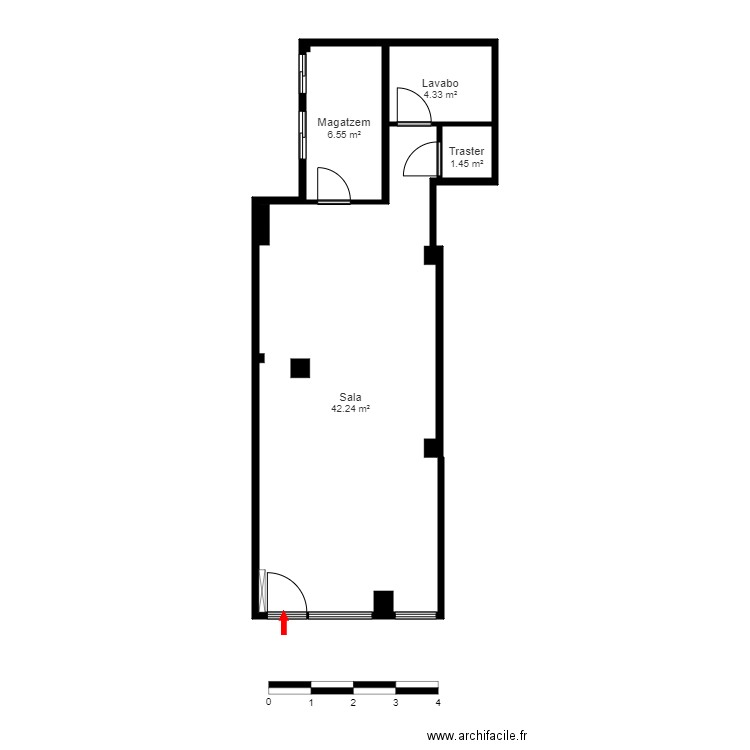 C. CONSUEGRA Nº 6, LOCAL PB. ANDORRA. Plan de 4 pièces et 55 m2