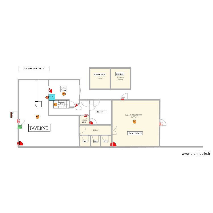 CAFE des SPORTS 1. Plan de 6 pièces et 34 m2