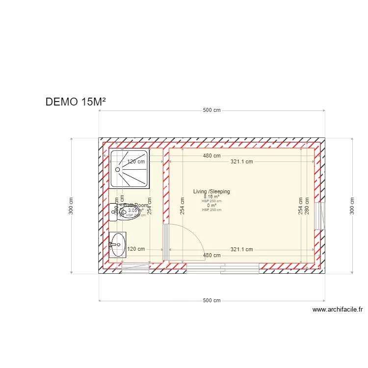 demo 15m&sup2;. Plan de 